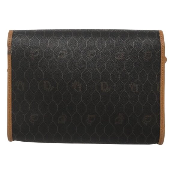 Christian Dior Honeycomb Canvas Shoulder Bag PVC Black Gold Auth sw452 - Picture 3 of 16